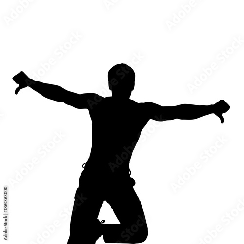 Silhouette of a Man Expressing Disapproval with Thumbs Down.