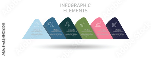 Steps infographic design. Infographic design template with place for your data. Vector 6 options workflow infographic. 