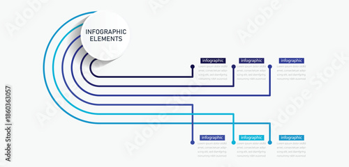 Business data visualization. Vector infographic templates used for detailed reports. All 6 topics. Vector