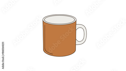 Illustration of a Simple Brown Ceramic Coffee Mug.