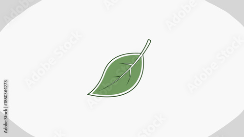 Illustration of a Single Green Leaf with Visible Veins.