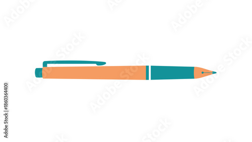 Illustration of a Stylish Orange and Teal Ballpoint Pen.