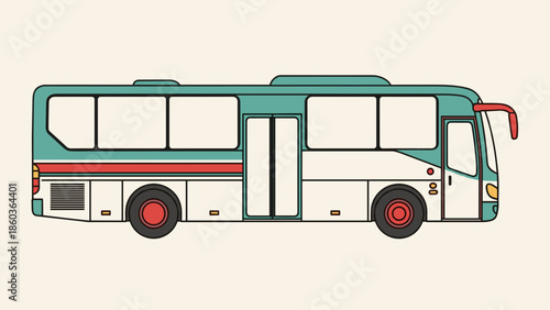 Illustration of a Teal and White Passenger Bus.