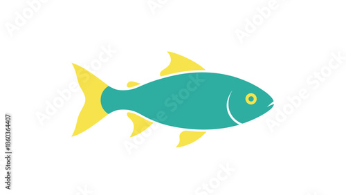 Illustration of a Teal Fish with Yellow Fins and Tail.
