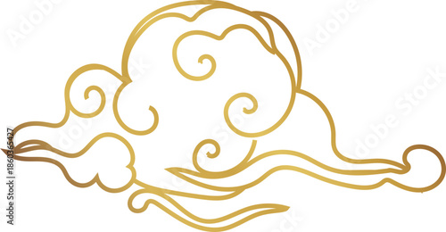 Chinese Cloud Line Ornament Illustration for Chinese Festival and Cloud Decoration Design