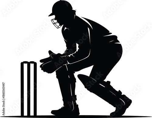 Catcher preparing to catch a cricket ball