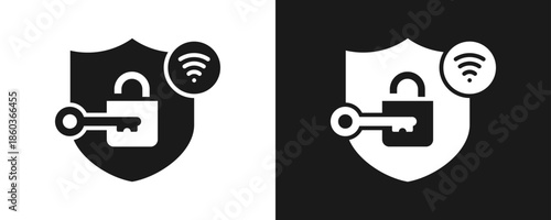 Vpn Icon Set Glyph In White And Black Background