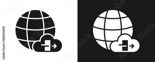 Gateway Icon Set Glyph In White And Black Background