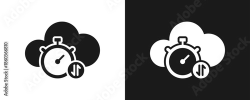 Latency Icon Set Glyph In White And Black Background