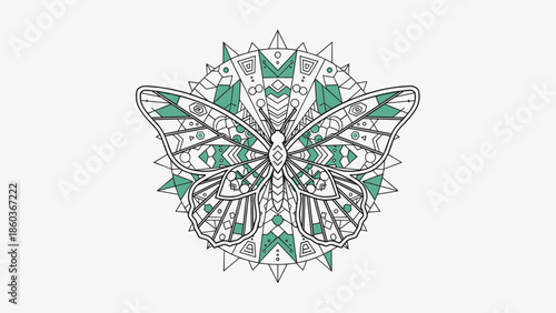 Intricate Butterfly Mandala A Fusion of Nature and Geometric Art.