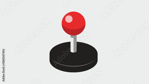 Isometric Arcade Joystick Illustration with Red Ball Top.