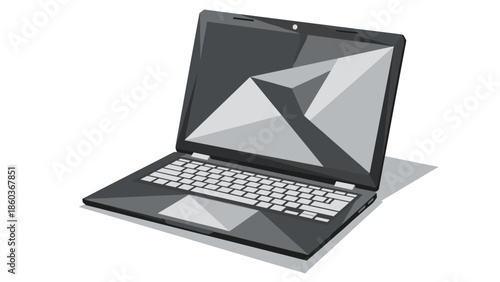 Laptop with Abstract Design on Screen.