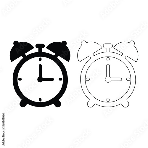 A striking black silhouette of a classic alarm clock design evoking time and morning routines silhouette.