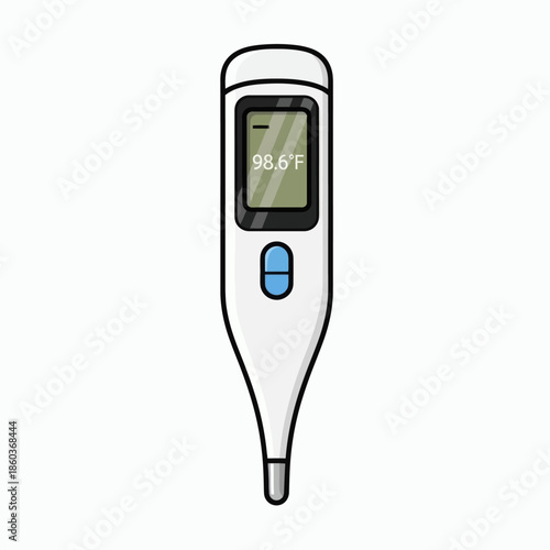 Modern Digital Thermometer Accurately Measuring Body Temperature, Essential for Home Health Monitoring and Early Detection of Illness, Featuring a Clear Electronic Display