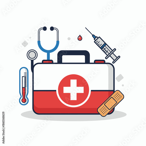 Medical First Aid Kit with Essential Supplies for Emergency Healthcare and Urgent Treatment