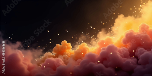 Intense fiery explosion with smoke and sparks on dark background