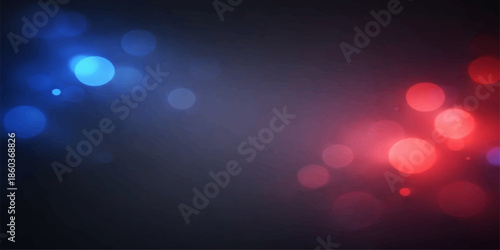 Police lights shining in the dark with blue and red colors