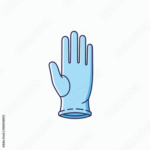 Blue medical glove icon for protection and hygiene in healthcare settings