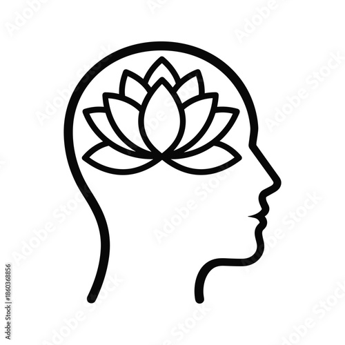 Woman Head with Lotus Flower in Mind