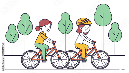 Cycling Couple in City Park