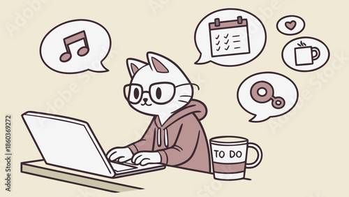 Remote Work Cat Co-Worker