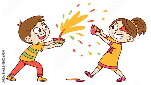 Holi Festival Friends Throwing Colored Powder