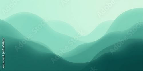 Abstract mountain range landscape with green gradient colors