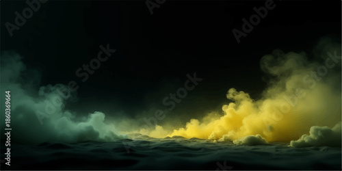 Fire and smoke rising in the dark