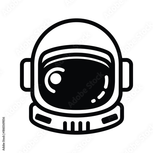 Astronaut Helmet Icon Simple Black White Illustration