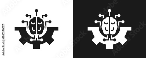 Ai Icon Set Glyph In White And Black Background