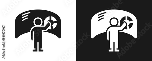 Virtual Reality Icon Set Glyph In White And Black Background