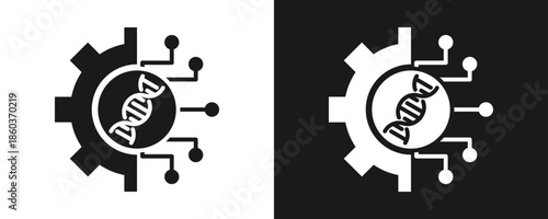 Biotechnology Icon Set Glyph In White And Black Background