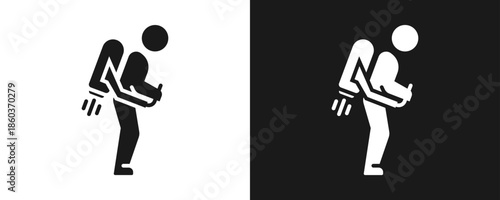 Jetpack Icon Set Glyph In White And Black Background