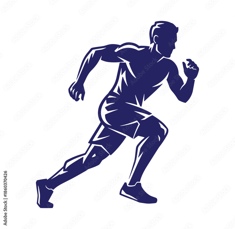 Naklejka premium Silhouette of a runner in action depicting speed and endurance on a white background