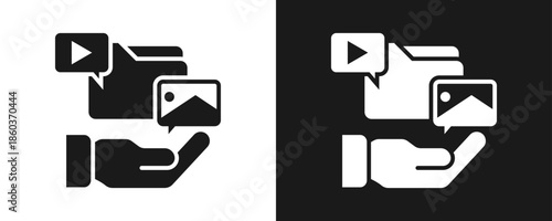 Digital Asset Icon Set Glyph In White And Black Background