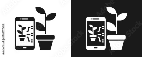 Smart Farm Icon Set Glyph In White And Black Background