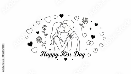 Celebrate Love with a Heartfelt Kiss A Romantic Illustration for Kiss Day
