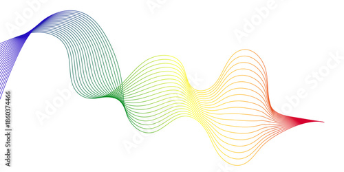 Abstract colorful wave element for design. Digital frequency track equalizer. Stylized line art background.