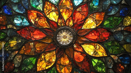 Wallpaper Mural Floral Stained Glass Radiance A Symphony of Colorful Patterns, Artisanal Beauty and Light Play Torontodigital.ca