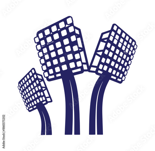 Vector illustration of stadium floodlights showcasing sports lighting equipment design