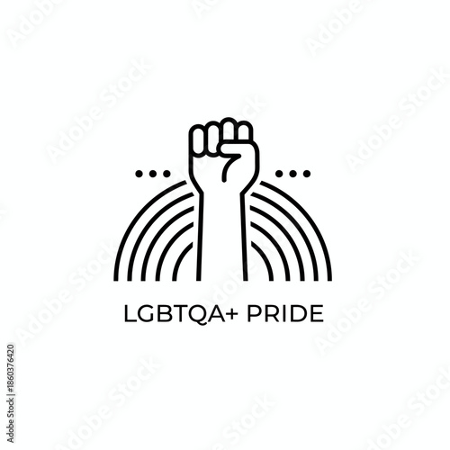 Raised Fist Icon Symbolizing Pride and Solidarity in a Simple Line Art Illustration