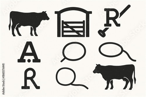 Paraguayan ranching vector icons rugged flat style