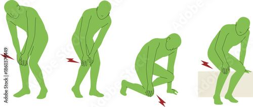 膝が痛む人間の全身の略図イラスト
