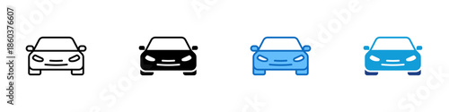 Car Front Multiple Style Icon Design Vector - front view of a vehicle, representing transportation, mobility, and personal travel