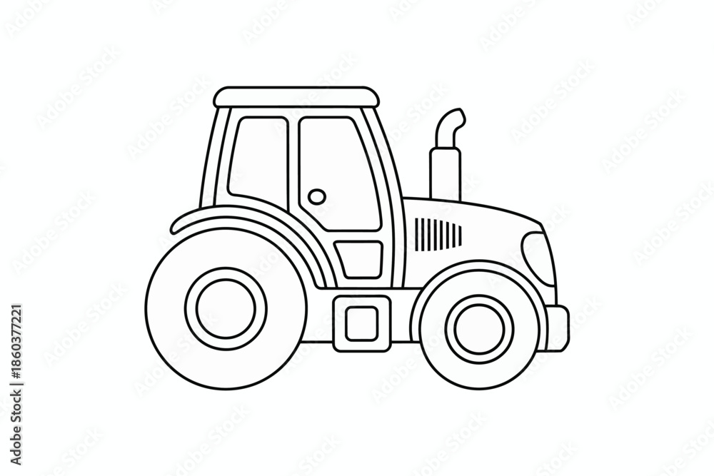 Fototapeta premium Illustrated farm tractor isolated on white background, Vector, illustration