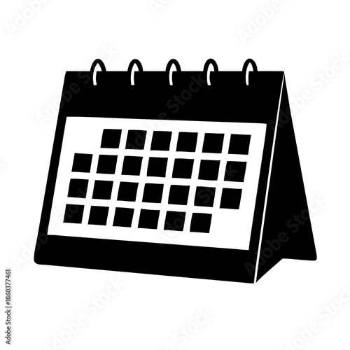 Minimalist Calendar Icon Silhouette for Scheduling Agenda and Time Management Isolated