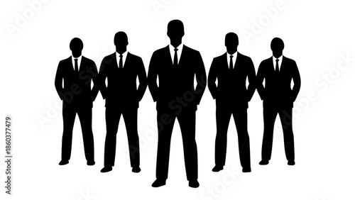 Professional Business Team Silhouette Corporate Group Standing in Formation Isolated