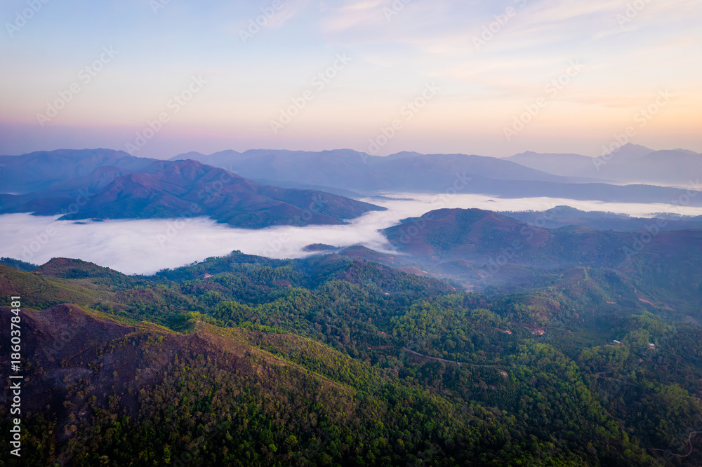 Fototapeta premium mountain landscape in summer, mountain landscape, Western Ghats, Samse, Kalasa, Chikmagalur 