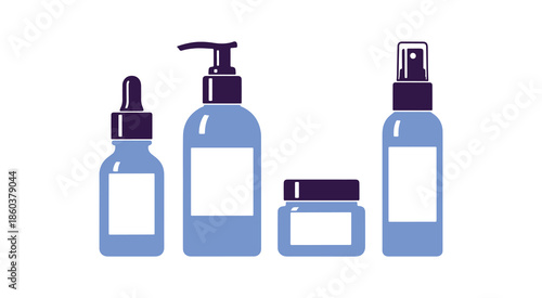 Skin care bottle set graphic. Beauty vector design on white.