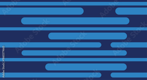 Abstract geometric background of horizontal rounded bars in various shades of blue over a dark navy blue backdrop.